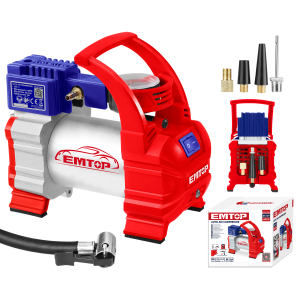 INFLADOR MINI COMPRESOR 12V 140 PSI PARA AUTOS EMTOP EAAC3501 - Imagen 1