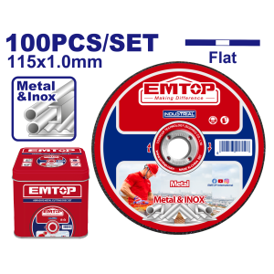 SET 100 DISCOS PARA CORTE METAL 4 1/2X1MM EMTOP EACD10115100 - Imagen 1
