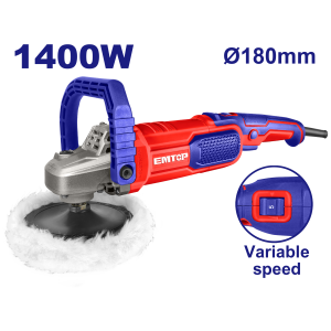 LUSTRA PULIDORA 1400W 180MM VELOCIDAD VARIBALE EMTOP EAPR1402 - Imagen 1