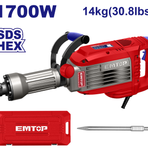 MARTILLO DEMOLEDOR 1700W 50J 14KG ENC HEXAGONAL EMTOP EDBRH1703 - Imagen 1