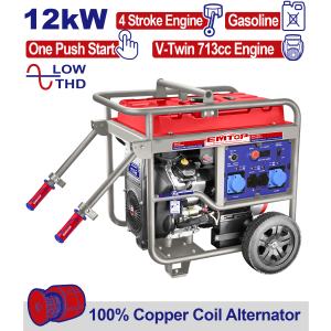 GENERADOR A NAFTA 4T 12KW ARRANQUE ELECTRICO EMTOP EGGRD15011 - Imagen 1