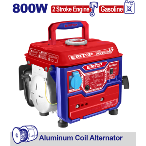 GENERADOR A NAFTA 800W MOTOR 2 TIEMPOS EMTOP EGGRR0821 - Imagen 1