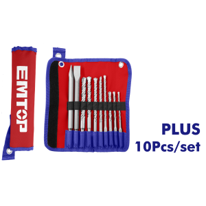 SET 10 CINCEL, MECHAS Y PUNTA SDS PLUS PARA ROTOMARTILLO EMTOP EHDR12101 - Imagen 1