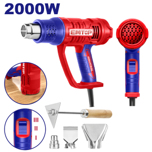 PISTOLA DE CALOR 2000W CON ACCESORIOS EMTOP EHGN20078 - Imagen 1