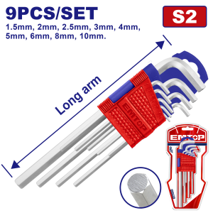 JUEGO DE 9 LLAVES ALLEN 1.5-10MM EMTOP EHKY1091 - Imagen 1