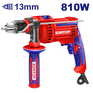 TALADRO PERCUTOR 810W 13MM VELOCIDAD VARIABLE EMTOP EMDL0811 - Imagen 1