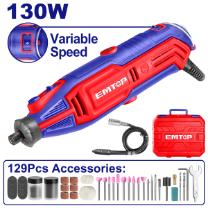 MINI TORNO 130W VELOCIDAD VARIABLE CON ACCESORIOS EMTOP EMGK1301 - Imagen 1