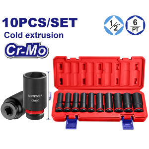 SET 10 DADOS DE IMPACTO PROFUNDOS 1/2" 10-24MM EMTOP EMSS12102L - Imagen 1