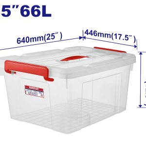 CONTENEDOR PLASTICO APILABLE 25" 66L TRANSPARENTE EMTOP EMTB2370 - Imagen 1