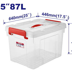 CONTENEDOR PLASTICO APILABLE 25" 87L TRANSPARENTE EMTOP EMTB2390 - Imagen 1