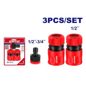 SET X3 ACOPLES RAPIDOS PARA MANGUERA 1/2" Y 3/4" EMTOP EQCS11231 - Imagen 1