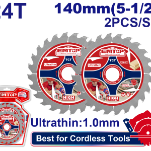 SET 2 DISCOS 140MM 5 1/2 PARA SIERRA CIRCULAR EMTOP ETCT1403 - Imagen 1