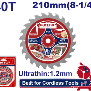 DISCO CORTE MADERA 8 1/4 40 DIENTES PARA INGLETADORA EMTOP ETCT2103 - Imagen 1