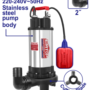 BOMBA POZO NEGRO 1500W 2HP CON TRITURADOR EMTOP EWPPQD15001 - Imagen 1